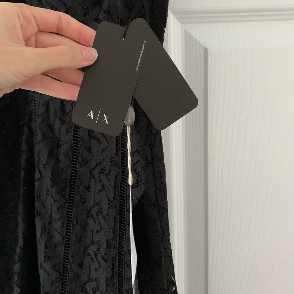 NWT Armani Exchange black lace midi dress